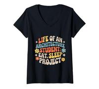 Women's Life of an Architecture Student Eat Sleep Project - V-Neck T-Shirt