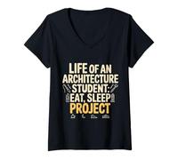 Women's Life of an Architecture Student Eat Sleep Project - V-Neck T-Shirt