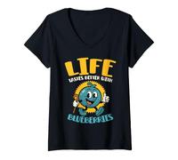 Women's Life Tastes Better with Blueberries V-Neck T-Shirt
