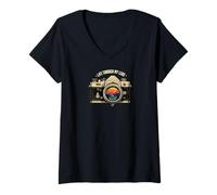 Womens Life Through My Lens Camera Photographer Nature Sunset Art V-Neck T-Shirt