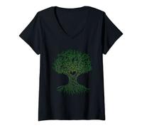 Womens Life Tree Green Yoga Wicca Spirituality Pagan Hippie V-Neck T-Shirt