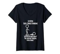 Womens Life with EDS - Be More Careful Snarky Stick Figure V-Neck T-Shirt
