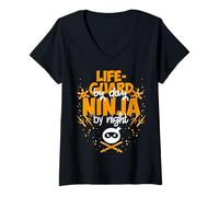 Women's Lifeguard on the Day Ninja at Night - Best Savior V-Neck T-Shirt