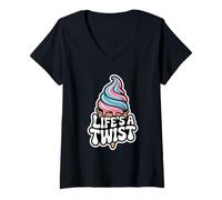 Womens Lifes A Twist Ice Cream Cone Pastel Swirl Summer Vibes V-Neck T-Shirt