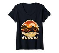 Women's Life's an Adventure. Ride Strong Into The Sunset V-Neck T-Shirt