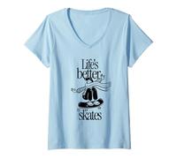 Womens Life's Better in Skates - Roller Skating Funny Quote V-Neck T-Shirt
