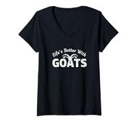 Womens Life's Better with Goats Farm Animal Hobby V-Neck T-Shirt