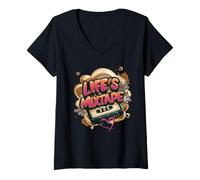 Womens Life's Mixtape Old School Cassette Tape Retro Vibe V-Neck T-Shirt