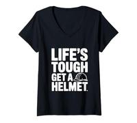 Women's Life's Tough Get A Helmet Motivational Humor V-Neck T-Shirt