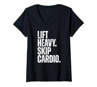 Women's Lift Heavy Skip Cardio Gym Weightlifter Bodybuilder V-Neck T-Shirt