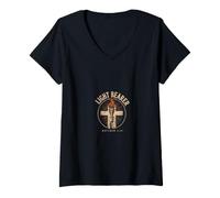Women's Light Bearer Matthew 5:14 Christian Emblem V-Neck T-Shirt