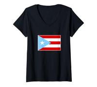 Women's Light Blue Puerto Rico Celeste Flag V-Neck T-Shirt