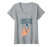 Women's Light My Chapter Dark Romance Reader Smut Smutty Book Merch V-Neck T-Shirt