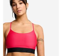 Women's Light Support Sports Bra With Thin Crossover Straps - Dark Pink