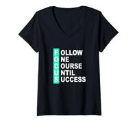 Womens Light Teal Aqua Color Follow The Course Light Teal Aqua V-Neck T-Shirt