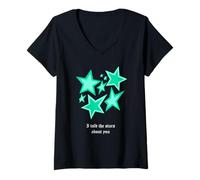 Womens Light Teal Aqua Color I Told The Stars Light Teal Aqua V-Neck T-Shirt