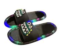 Womens Light Up Slides, Casual Open Toe Non Slip Slippers, 7 Color LED Luminous Glow Sandals, Indoor Outdoor Home Shower House Slippers, Cool Cute Cartoon Dinosaur Couple Summer Slide Shoes