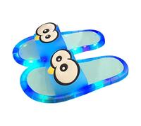 Womens Light Up Slippers，Slip On Sandals for Women Light Up Non-Slip Summer Slides with Cute Cartoon Eyes Lightweight Open Toe Beach Shoes Comfortable Cushion Mules for Night Wear Prom Party Blue
