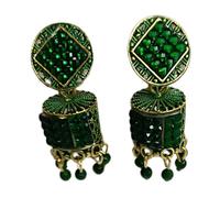 Women's Light Weight Earrings for Karwachauth, Diwali & Wedding, Regular, Brass, No Gemstone