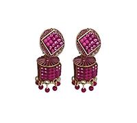 Women's Light Weight Earrings for Karwachauth, Diwali & Wedding, Regular, Brass, No Gemstone
