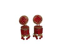 Women's Light Weight Earrings for Karwachauth, Diwali & Wedding, Regular, Brass, No Gemstone