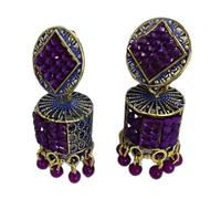 Women's Light Weight Earrings for Karwachauth, Diwali & Wedding, Regular, Brass, No Gemstone