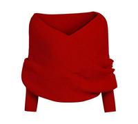 Womens Light Weight Scarves Scarf Knitting Wool Warm OutdoorLadies V Shaped Neck Off The Shoulder Multifunctional Scarf Lightweight Scarf for Women (Red, One Size)
