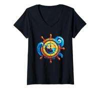 Women's Lighthouse Retro - Maritime Artistic Sailing Coast Motif V-Neck T-Shirt