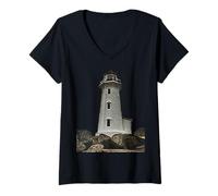 Women's Lighthouse Shirt Beacon Light Tower V-Neck T-Shirt