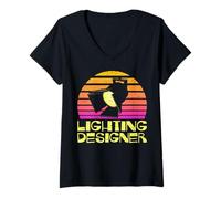 Women's Lighting Designer Retro Musical Theatre Tech Crew Stage V-Neck T-Shirt