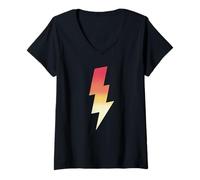 Womens Lightning Bolt Symbol Cool Retro Tees Top for Men Women Kids V-Neck T-Shirt