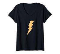 Women's Lightning Bolt V-Neck T-Shirt, Black, Large