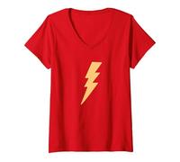Women's Lightning Bolt V-Neck T-Shirt, Red, Small