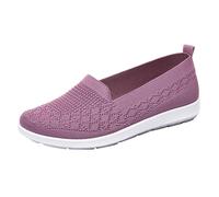Women's Lightweight Breathable Mesh Knit Ballerina Loafers Slip On Walking Shoes Round Toe Low Cut Flat Soft Sole | Summer Casual Daily Mom, 01 Purple, 8 UK