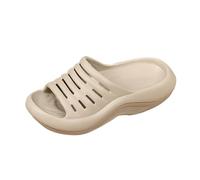 Womens Lightweight Casual Slides Thick Sole Breathable Cut Out Open Toe Slip On Summer House Shower Sandals Grey