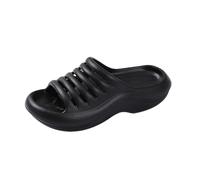 Womens Lightweight Casual Slides Thick Sole Breathable Cut Out Open Toe Slip On Summer House Shower Sandals Black