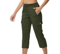 Womens Lightweight Cropped Hiking Trousers Softshell Waterproof Trousers Womens 3/4 Length Trekking Shorts Cargo Walking Short Quick Dry Climbing Capris Multifunctional Three Quarters Shorts