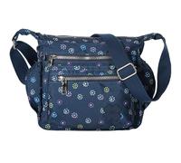 Womens Lightweight Cross Body Handbag - Medium Size Multipocket Rainproof Fabric Messenger Cross-Body Bag - Poppy (Blue Daisy)