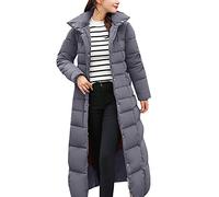 Women's Lightweight Down Jacket with Hood - Hooded Jacket Women's Oversize Black - Quilted Jacket Transition Jacket Long Quilted Coat Long Warm Coat Warm Plush Jacket Hoodie Down Jackets, gray, M