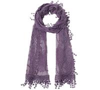 Women's lightweight Feminine lace teardrop fringe Lace Scarf Vintage Scarf Mesh Crochet Tassel Cotton Scarf for Women, Purple, One Size