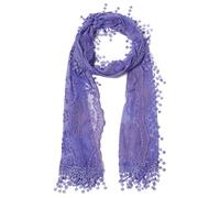 Women's lightweight Feminine Lace teardrop fringe Vintage Mesh Crochet Tassel Scarf for Women, Lavender, One Size
