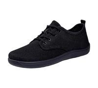Women's Lightweight Flat Running Trainers Plain Mesh Breathable Slip On Classic Lacing Round Toe Low Collar Casual Casual Walking City Daily Sports Shoes, 01 Black, 4 UK