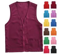 Womens Lightweight Gilets UK, Sleeveless Short Jackets Full Zip Up Jacket With Pockets Warm Cozy Body Warmer Casual Solid Color Activity Vest Outdoor Windproof Open Front Cardigan Tops