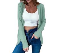 Women's lightweight jacket, large size, women's jacket, mid-season, long sleeves, casual cardigan, loose coat, outdoor coats, anti-UV, versatile top shawl, cardigan, button top, Mint Green, M