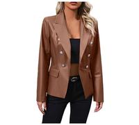 Women's Lightweight Leather Jacket, Long Sleeves Zip Up Biker Classic Brando Moto Ladies Jacket Soft Multi Zip Coat Outwear Leather Coat Motorcycle Jacket Women's Biker Jackets Spring Fall Clothes