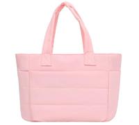 Womens Lightweight Nylon Quilted Tote Bag Travel Work Bag, pink, Medium