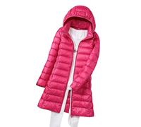 Women's Lightweight Packable Down Jacket Longline Hooded Quilted Puffer Coat, Oversized Ultra Light Long Puffer Jackets for Daily/Outdoor Wear (Rose Red, 4XL)