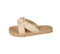 Women's Lightweight Platform Sandals - Elegant Bow Knot Design, Open Toe Flat Slides for Indoor/Outdoor Wear Anti-Slip Sole Wide Fit Comfort - Perfect for Beach Pool Summer Holidays Beige