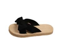 Women's Lightweight Platform Sandals - Elegant Bow Knot Design, Open Toe Flat Slides for Indoor/Outdoor Wear Anti-Slip Sole Wide Fit Comfort - Perfect for Beach Pool Summer Holidays Black