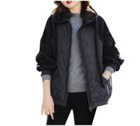 Womens Lightweight Puff Jacket Short Hooded Down Overcoat Winter Diamond Quilted Coat Solid Color Padding Outwear Padded Coat with Pockets Loose Down Jackets with Drawstring